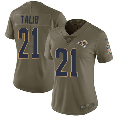 Nike Rams #21 Aqib Talib Olive Women's Stitched NFL Limited 2017 Salute to Service Jersey Nike Rams #21 Aqib Talib Olive Women's Stitched NFL Limited 2017 Salute to Service Jersey