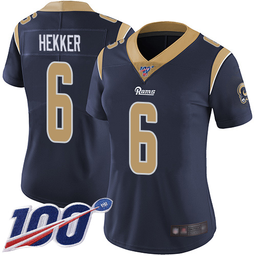 Nike Rams #6 Johnny Hekker Navy Blue Team Color Women's Stitched NFL 100th Season Vapor Limited Jersey Nike Rams #6 Johnny Hekker Navy Blue Team Color Women's Stitched NFL 100th Season Vapor Limited Jersey