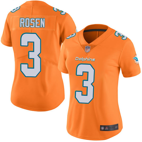 Nike Dolphins #3 Josh Rosen Orange Women's Stitched NFL Limited Rush Jersey Nike Dolphins #3 Josh Rosen Orange Women's Stitched NFL Limited Rush Jersey