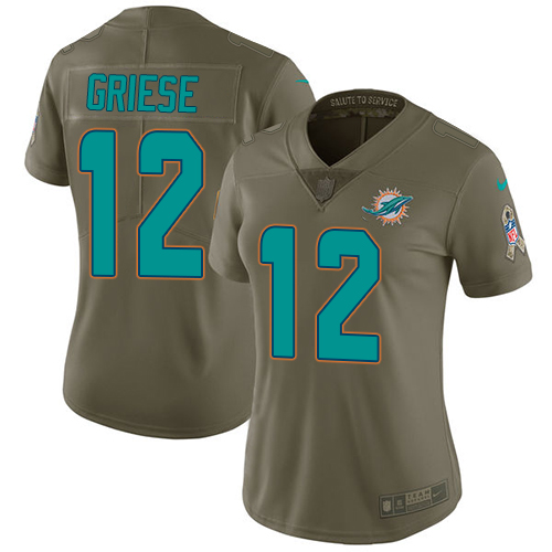 Nike Dolphins #12 Bob Griese Olive Women's Stitched NFL Limited 2017 Salute to Service Jersey Nike Dolphins #12 Bob Griese Olive Women's Stitched NFL Limited 2017 Salute to Service Jersey