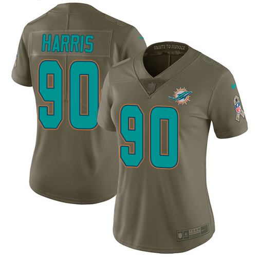 Nike Dolphins #90 Charles Harris Olive Women's Stitched NFL Limited 2017 Salute to Service Jersey Nike Dolphins #90 Charles Harris Olive Women's Stitched NFL Limited 2017 Salute to Service Jersey