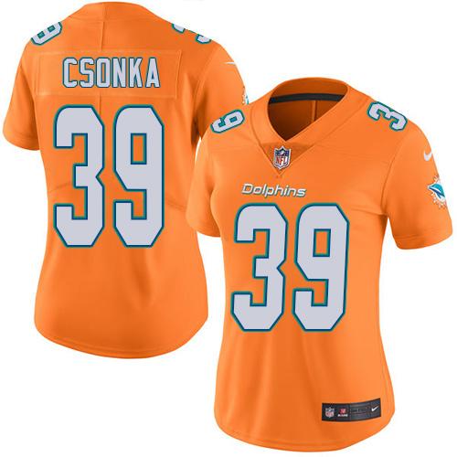 Nike Dolphins #39 Larry Csonka Orange Women's Stitched NFL Limited Rush Jersey Nike Dolphins #39 Larry Csonka Orange Women's Stitched NFL Limited Rush Jersey
