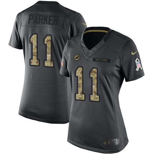 Nike Dolphins #11 DeVante Parker Black Women's Stitched NFL Limited 2016 Salute to Service Jersey Nike Dolphins #11 DeVante Parker Black Women's Stitched NFL Limited 2016 Salute to Service Jersey