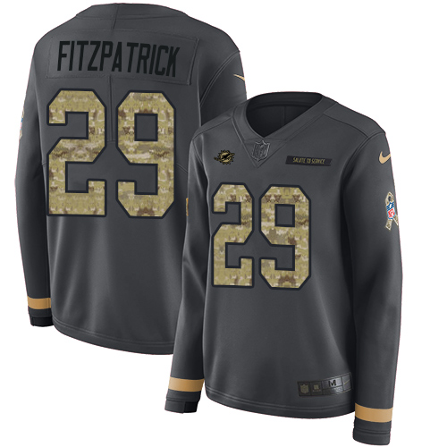 Nike Dolphins #29 Minkah Fitzpatrick Anthracite Salute to Service Women's Stitched NFL Limited Therma Long Sleeve Jersey Nike Dolphins #29 Minkah Fitzpatrick Anthracite Salute to Service Women's Stitched NFL Limited Therma Long Sleeve Jersey