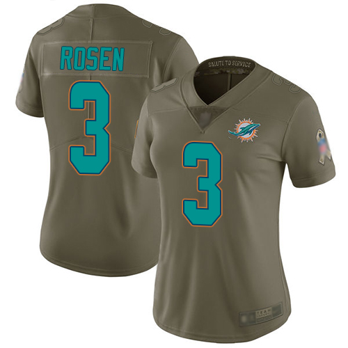 Nike Dolphins #3 Josh Rosen Olive Women's Stitched NFL Limited 2017 Salute to Service Jersey Nike Dolphins #3 Josh Rosen Olive Women's Stitched NFL Limited 2017 Salute to Service Jersey