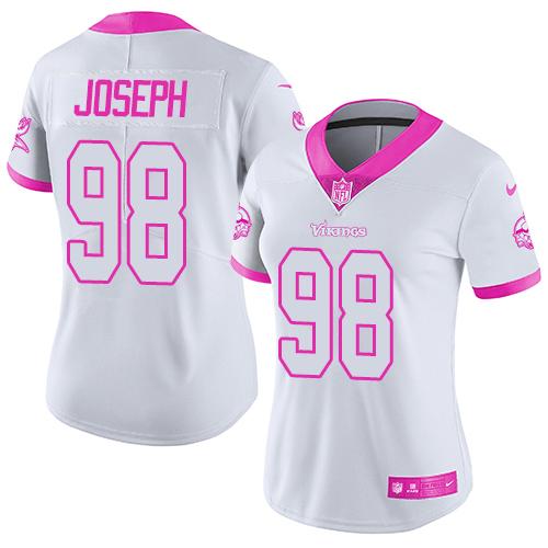 Nike Vikings #98 Linval Joseph White/Pink Women's Stitched NFL Limited Rush Fashion Jersey Nike Vikings #98 Linval Joseph White/Pink Women's Stitched NFL Limited Rush Fashion Jersey