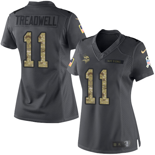 Nike Vikings #11 Laquon Treadwell Black Women's Stitched NFL Limited 2016 Salute To Service Jersey Nike Vikings #11 Laquon Treadwell Black Women's Stitched NFL Limited 2016 Salute To Service Jersey