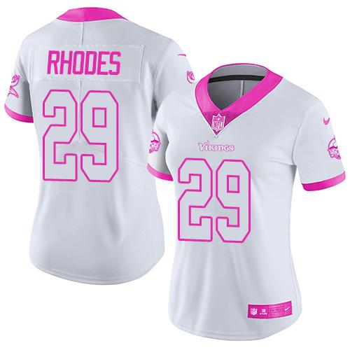 Nike Vikings #29 Xavier Rhodes White/Pink Women's Stitched NFL Limited Rush Fashion Jersey Nike Vikings #29 Xavier Rhodes White/Pink Women's Stitched NFL Limited Rush Fashion Jersey