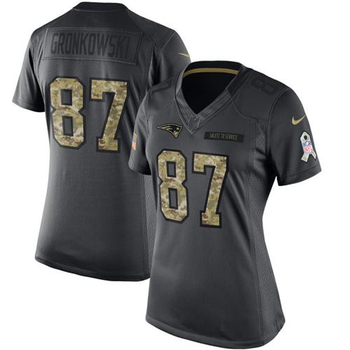 Nike Patriots #87 Rob Gronkowski Black Women's Stitched NFL Limited 2016 Salute to Service Jersey Nike Patriots #87 Rob Gronkowski Black Women's Stitched NFL Limited 2016 Salute to Service Jersey