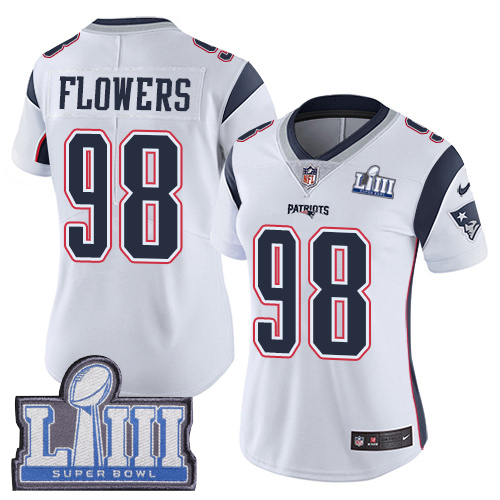 Nike Patriots #98 Trey Flowers White Super Bowl LIII Bound Women's Stitched NFL Vapor Untouchable Limited Jersey Nike Patriots #98 Trey Flowers White Super Bowl LIII Bound Women's Stitched NFL Vapor Untouchable Limited Jersey