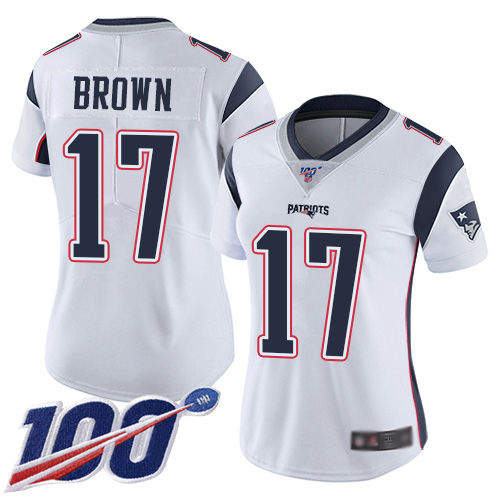 Nike Patriots #17 Antonio Brown White Women's Stitched NFL 100th Season Vapor Limited Jersey Nike Patriots #17 Antonio Brown White Women's Stitched NFL 100th Season Vapor Limited Jersey