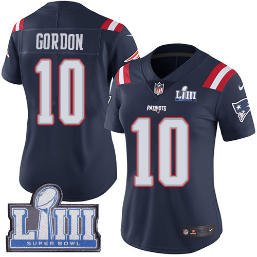 Nike Patriots #10 Josh Gordon Navy Blue Super Bowl LIII Bound Women's Stitched NFL Limited Rush Jersey Nike Patriots #10 Josh Gordon Navy Blue Super Bowl LIII Bound Women's Stitched NFL Limited Rush Jersey