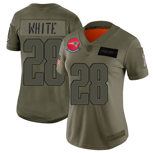 Nike Patriots #28 James White Camo Women's Stitched NFL Limited 2019 Salute to Service Jersey Nike Patriots #28 James White Camo Women's Stitched NFL Limited 2019 Salute to Service Jersey