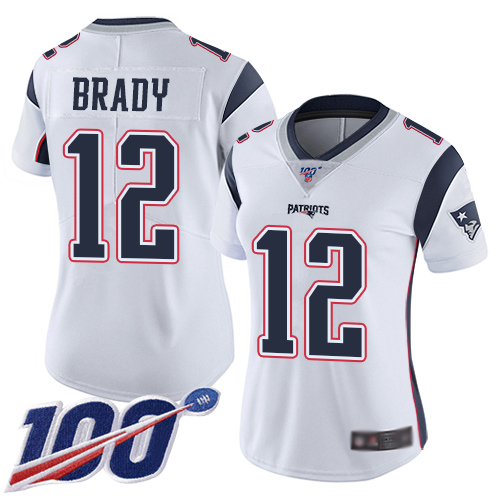 Nike Patriots #12 Tom Brady White Women's Stitched NFL 100th Season Vapor Limited Jersey Nike Patriots #12 Tom Brady White Women's Stitched NFL 100th Season Vapor Limited Jersey