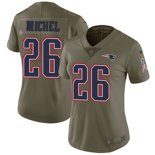 Nike Patriots #26 Sony Michel Olive Women's Stitched NFL Limited 2017 Salute to Service Jersey Nike Patriots #26 Sony Michel Olive Women's Stitched NFL Limited 2017 Salute to Service Jersey