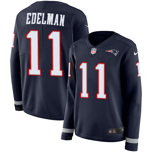 Nike Patriots #11 Julian Edelman Navy Blue Team Color Women's Stitched NFL Limited Therma Long Sleeve Jersey Nike Patriots #11 Julian Edelman Navy Blue Team Color Women's Stitched NFL Limited Therma Long Sleeve Jersey