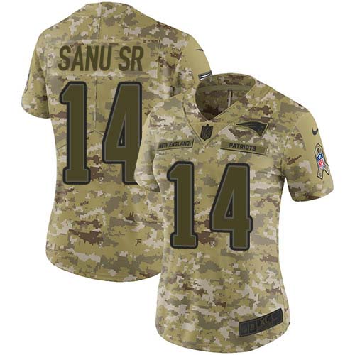 Nike Patriots #14 Mohamed Sanu Sr Camo Women's Stitched NFL Limited 2018 Salute to Service Jersey Nike Patriots #14 Mohamed Sanu Sr Camo Women's Stitched NFL Limited 2018 Salute to Service Jersey