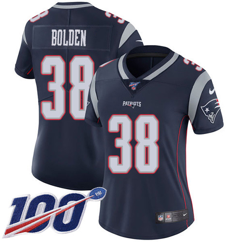Nike Patriots #38 Brandon Bolden Navy Blue Team Color Women's Stitched NFL 100th Season Vapor Limited Jersey Nike Patriots #38 Brandon Bolden Navy Blue Team Color Women's Stitched NFL 100th Season Vapor Limited Jersey