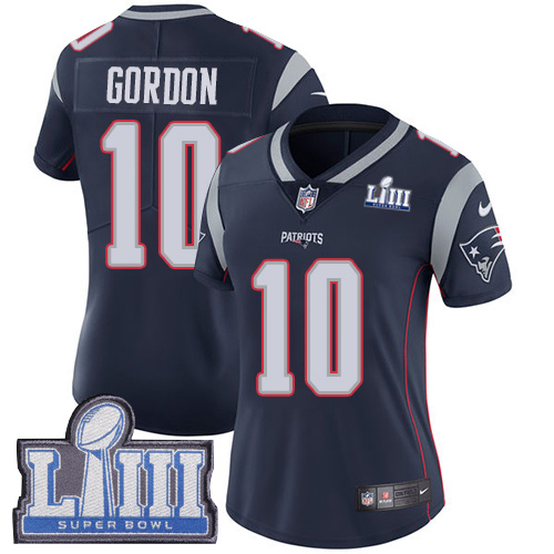 Nike Patriots #10 Josh Gordon Navy Blue Team Color Super Bowl LIII Bound Women's Stitched NFL Vapor Untouchable Limited Jersey Nike Patriots #10 Josh Gordon Navy Blue Team Color Super Bowl LIII Bound Women's Stitched NFL Vapor Untouchable Limited Jersey
