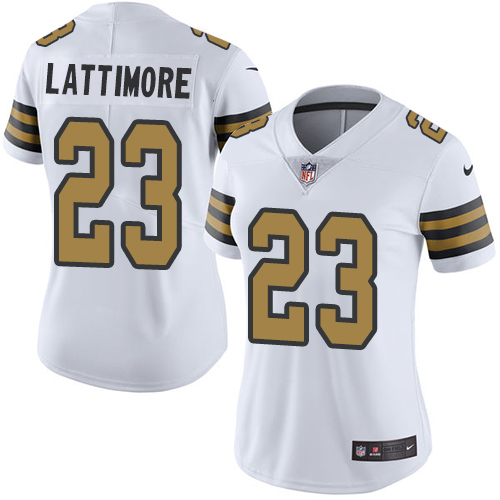 Nike Saints #23 Marshon Lattimore White Women's Stitched NFL Limited Rush Jersey Nike Saints #23 Marshon Lattimore White Women's Stitched NFL Limited Rush Jersey