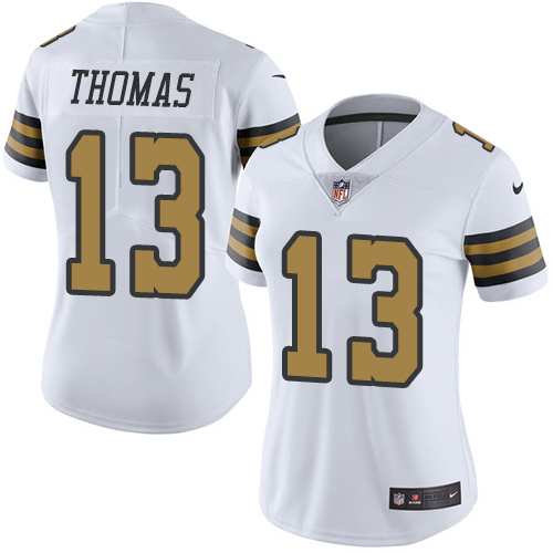 Nike Saints #13 Michael Thomas White Women's Stitched NFL Limited Rush Jersey Nike Saints #13 Michael Thomas White Women's Stitched NFL Limited Rush Jersey