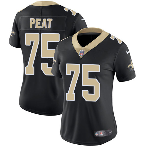 Nike Saints #75 Andrus Peat Black Team Color Women's Stitched NFL Vapor Untouchable Limited Jersey Nike Saints #75 Andrus Peat Black Team Color Women's Stitched NFL Vapor Untouchable Limited Jersey