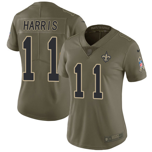 Nike Saints #11 Deonte Harris Olive Women's Stitched NFL Limited 2017 Salute To Service Jersey Nike Saints #11 Deonte Harris Olive Women's Stitched NFL Limited 2017 Salute To Service Jersey