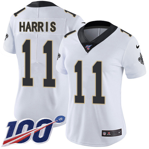 Nike Saints #11 Deonte Harris White Women's Stitched NFL 100th Season Vapor Untouchable Limited Jersey Nike Saints #11 Deonte Harris White Women's Stitched NFL 100th Season Vapor Untouchable Limited Jersey