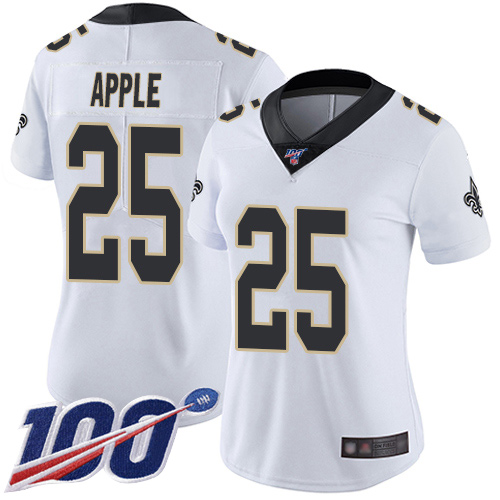 Nike Saints #25 Eli Apple White Women's Stitched NFL 100th Season Vapor Limited Jersey Nike Saints #25 Eli Apple White Women's Stitched NFL 100th Season Vapor Limited Jersey