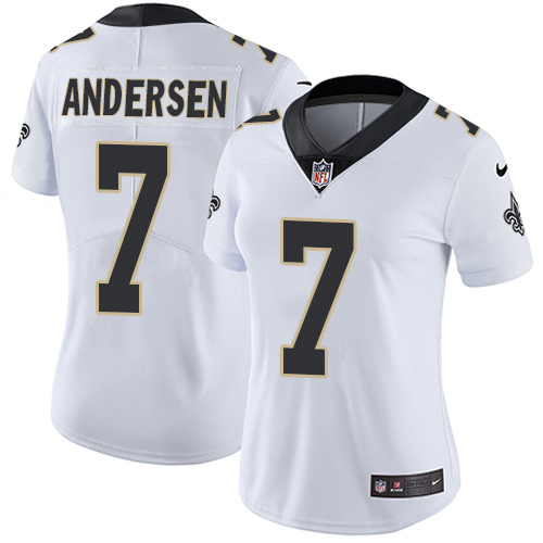 Nike Saints #7 Morten Andersen White Women's Stitched NFL Vapor Untouchable Limited Jersey Nike Saints #7 Morten Andersen White Women's Stitched NFL Vapor Untouchable Limited Jersey