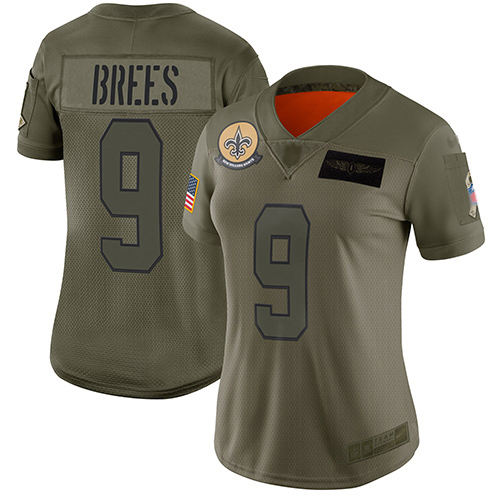 Nike Saints #9 Drew Brees Camo Women's Stitched NFL Limited 2019 Salute to Service Jersey Nike Saints #9 Drew Brees Camo Women's Stitched NFL Limited 2019 Salute to Service Jersey