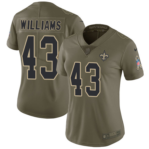 Nike Saints #43 Marcus Williams Olive Women's Stitched NFL Limited 2017 Salute to Service Jersey Nike Saints #43 Marcus Williams Olive Women's Stitched NFL Limited 2017 Salute to Service Jersey