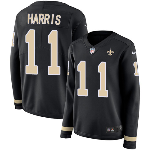 Nike Saints #11 Deonte Harris Black Team Color Women's Stitched NFL Limited Therma Long Sleeve Jersey Nike Saints #11 Deonte Harris Black Team Color Women's Stitched NFL Limited Therma Long Sleeve Jersey