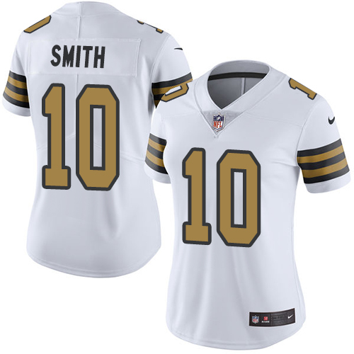 Nike Saints #10 Tre'Quan Smith White Women's Stitched NFL Limited Rush Jersey Nike Saints #10 Tre'Quan Smith White Women's Stitched NFL Limited Rush Jersey