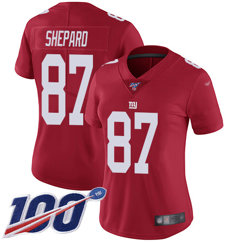 Nike Giants #87 Sterling Shepard Red Women's Stitched NFL Limited Inverted Legend 100th Season Jersey Nike Giants #87 Sterling Shepard Red Women's Stitched NFL Limited Inverted Legend 100th Season Jersey