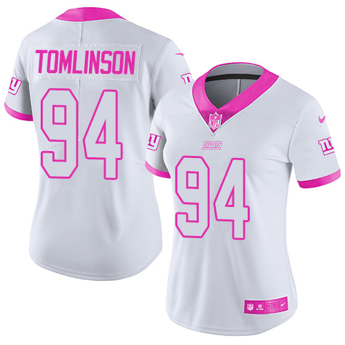 Nike Giants #94 Dalvin Tomlinson White/Pink Women's Stitched NFL Limited Rush Fashion Jersey Nike Giants #94 Dalvin Tomlinson White/Pink Women's Stitched NFL Limited Rush Fashion Jersey