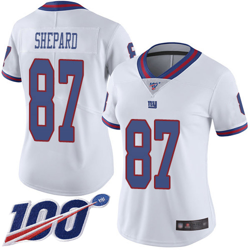 Nike Giants #87 Sterling Shepard White Women's Stitched NFL Limited Rush 100th Season Jersey Nike Giants #87 Sterling Shepard White Women's Stitched NFL Limited Rush 100th Season Jersey