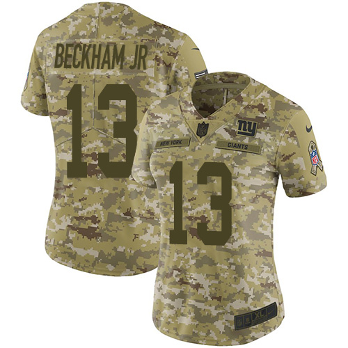 Nike Giants #13 Odell Beckham Jr Camo Women's Stitched NFL Limited 2018 Salute to Service Jersey Nike Giants #13 Odell Beckham Jr Camo Women's Stitched NFL Limited 2018 Salute to Service Jersey