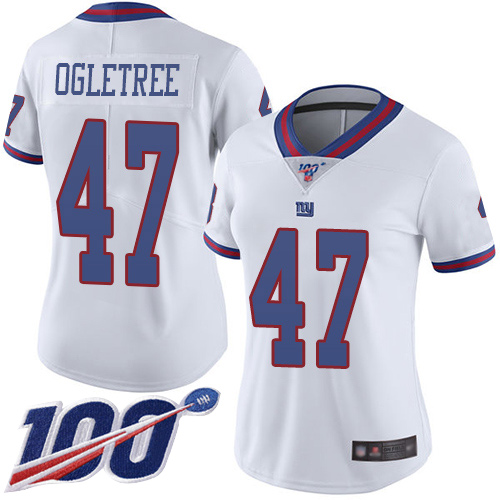 Nike Giants #47 Alec Ogletree White Women's Stitched NFL Limited Rush 100th Season Jersey Nike Giants #47 Alec Ogletree White Women's Stitched NFL Limited Rush 100th Season Jersey
