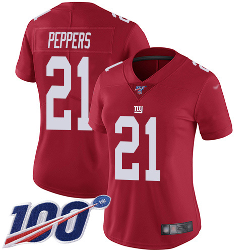 Nike Giants #21 Jabrill Peppers Red Alternate Women's Stitched NFL 100th Season Vapor Limited Jersey Nike Giants #21 Jabrill Peppers Red Alternate Women's Stitched NFL 100th Season Vapor Limited Jersey