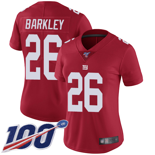Nike Giants #26 Saquon Barkley Red Alternate Women's Stitched NFL 100th Season Vapor Limited Jersey Nike Giants #26 Saquon Barkley Red Alternate Women's Stitched NFL 100th Season Vapor Limited Jersey