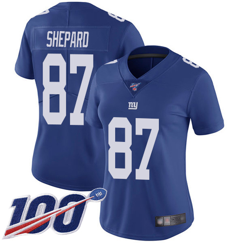 Nike Giants #87 Sterling Shepard Royal Blue Team Color Women's Stitched NFL 100th Season Vapor Limited Jersey Nike Giants #87 Sterling Shepard Royal Blue Team Color Women's Stitched NFL 100th Season Vapor Limited Jersey