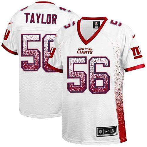 Nike Giants #56 Lawrence Taylor White Women's Stitched NFL Elite Drift Fashion Jersey Nike Giants #56 Lawrence Taylor White Women's Stitched NFL Elite Drift Fashion Jersey