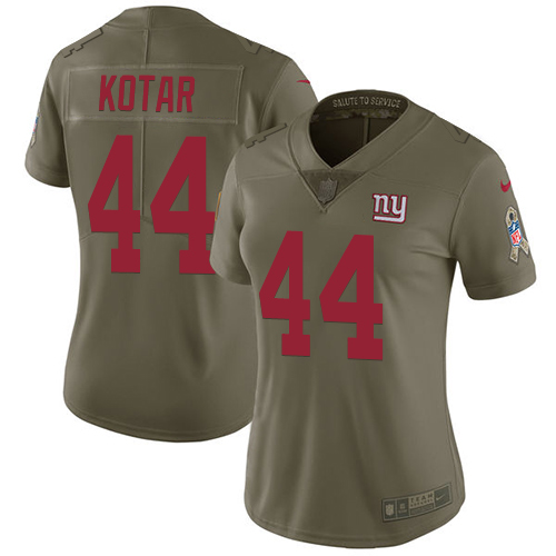 Nike Giants #44 Doug Kotar Olive Women's Stitched NFL Limited 2017 Salute to Service Jersey Nike Giants #44 Doug Kotar Olive Women's Stitched NFL Limited 2017 Salute to Service Jersey