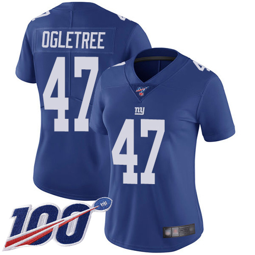 Nike Giants #47 Alec Ogletree Royal Blue Team Color Women's Stitched NFL 100th Season Vapor Limited Jersey Nike Giants #47 Alec Ogletree Royal Blue Team Color Women's Stitched NFL 100th Season Vapor Limited Jersey