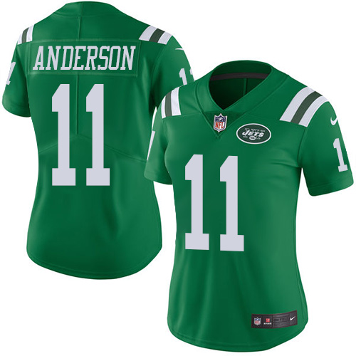 Nike Jets #11 Robby Anderson Green Women's Stitched NFL Limited Rush Jersey Nike Jets #11 Robby Anderson Green Women's Stitched NFL Limited Rush Jersey