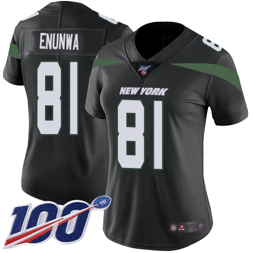 Nike Jets #81 Quincy Enunwa Black Alternate Women's Stitched NFL 100th Season Vapor Limited Jersey Nike Jets #81 Quincy Enunwa Black Alternate Women's Stitched NFL 100th Season Vapor Limited Jersey