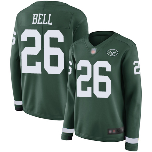 Nike Jets #26 Le'Veon Bell Green Team Color Women's Stitched NFL Limited Therma Long Sleeve Jersey Nike Jets #26 Le'Veon Bell Green Team Color Women's Stitched NFL Limited Therma Long Sleeve Jersey