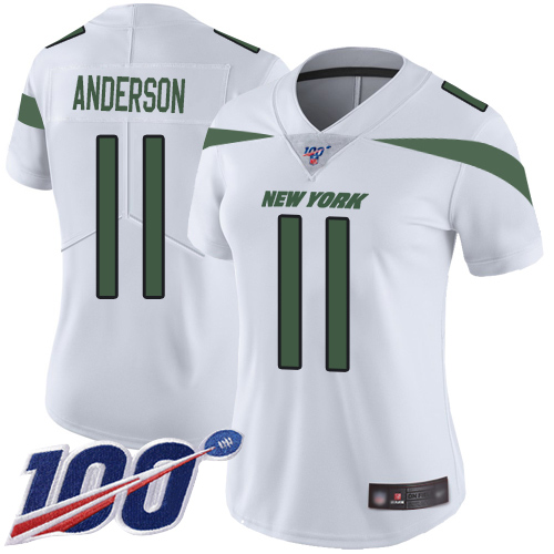 Nike Jets #11 Robby Anderson White Women's Stitched NFL 100th Season Vapor Limited Jersey Nike Jets #11 Robby Anderson White Women's Stitched NFL 100th Season Vapor Limited Jersey