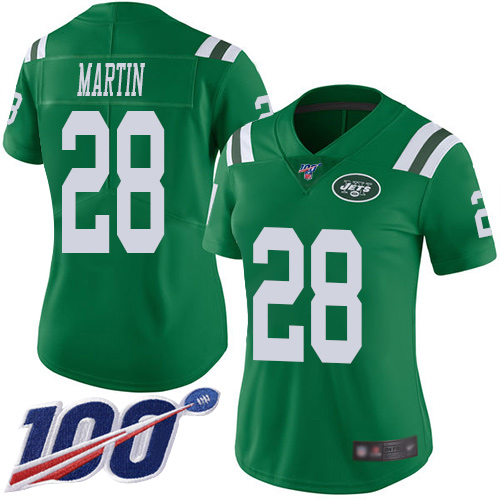 Nike Jets #28 Curtis Martin Green Women's Stitched NFL Limited Rush 100th Season Jersey Nike Jets #28 Curtis Martin Green Women's Stitched NFL Limited Rush 100th Season Jersey
